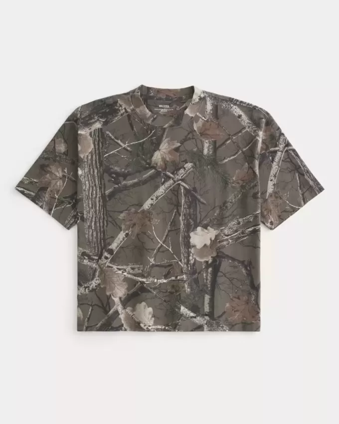 Boxig tungvikts-Crop Camo Crew T-shirt Boxig tungvikts-Crop Camo Crew T-shirt