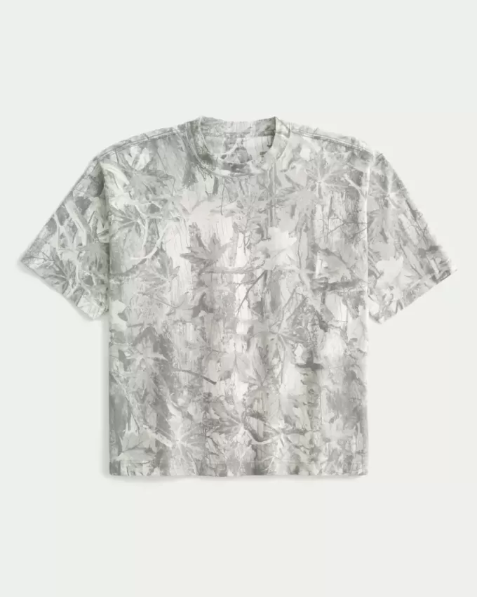 Boxig tungvikts-Crop Camo Crew T-shirt