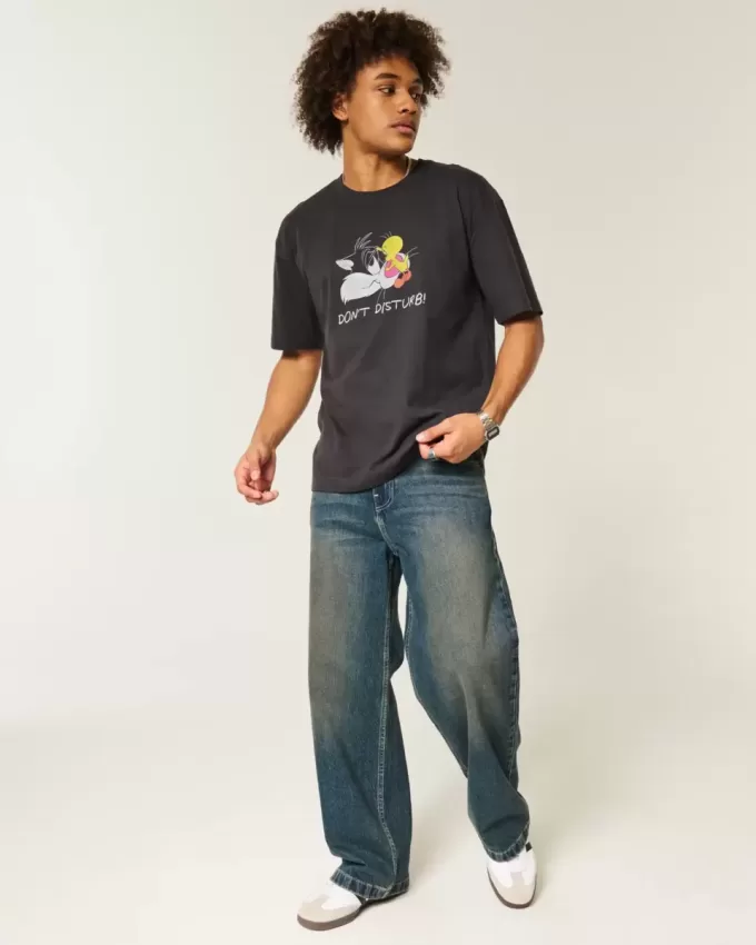 Boxig tungvikts Looney Tunes grafisk t-shirt Boxig tungvikts Looney Tunes grafisk t-shirt