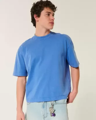 Boxig tungvikts T-shirt för gröda tvättad besättning