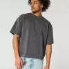 Boxig tungvikts T-shirt för gröda tvättad besättning Boxig tungvikts T-shirt för gröda tvättad besättning