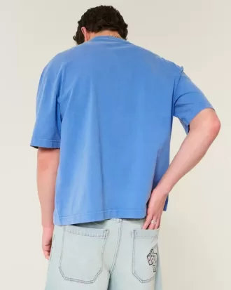 Boxig tungvikts T-shirt för gröda tvättad besättning