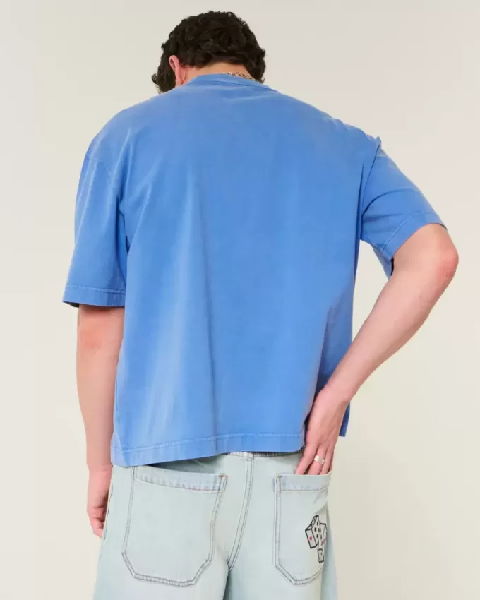 Boxig tungvikts T-shirt för gröda tvättad besättning Boxig tungvikts T-shirt för gröda tvättad besättning