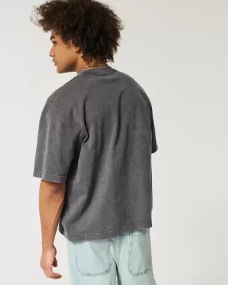 Boxig tungvikts T-shirt för gröda tvättad besättning