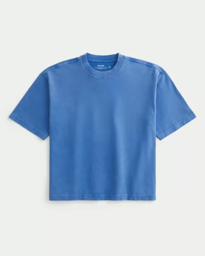 Boxig tungvikts T-shirt för gröda tvättad besättning Boxig tungvikts T-shirt för gröda tvättad besättning