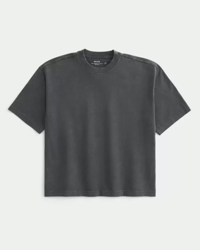 Boxig tungvikts T-shirt för gröda tvättad besättning Boxig tungvikts T-shirt för gröda tvättad besättning