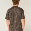 Boxig tungvikts T-shirt med leopardtryck i bomull