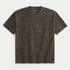 Boxig tungvikts T-shirt med leopardtryck i bomull