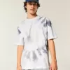 Boxig tungvikts T-shirt med Tie-Dye Cotton Crew