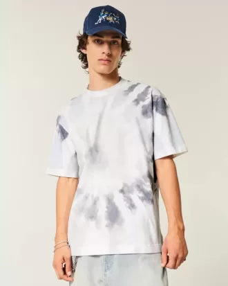 Boxig tungvikts T-shirt med Tie-Dye Cotton Crew