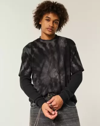 Boxig tungvikts T-shirt med Tie-Dye Cotton Crew