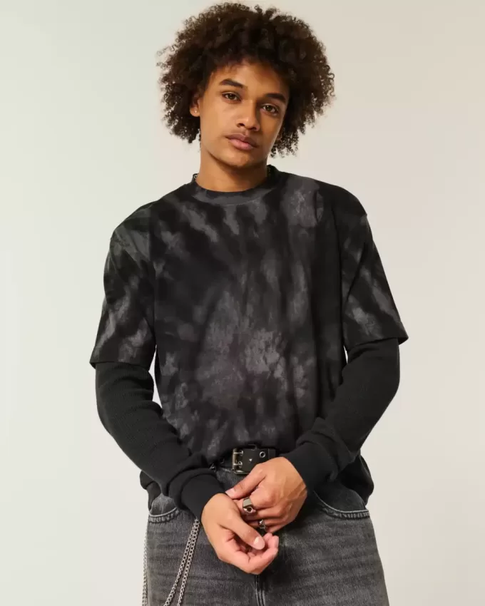 Boxig tungvikts T-shirt med Tie-Dye Cotton Crew