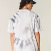 Boxig tungvikts T-shirt med Tie-Dye Cotton Crew