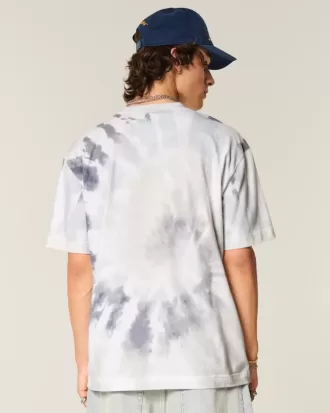 Boxig tungvikts T-shirt med Tie-Dye Cotton Crew