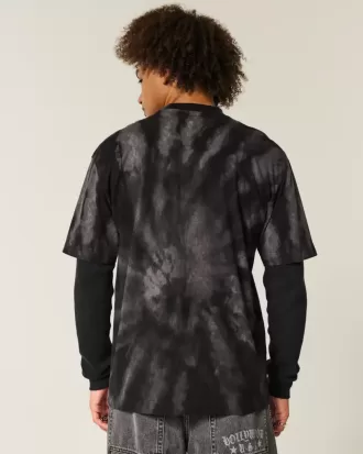 Boxig tungvikts T-shirt med Tie-Dye Cotton Crew