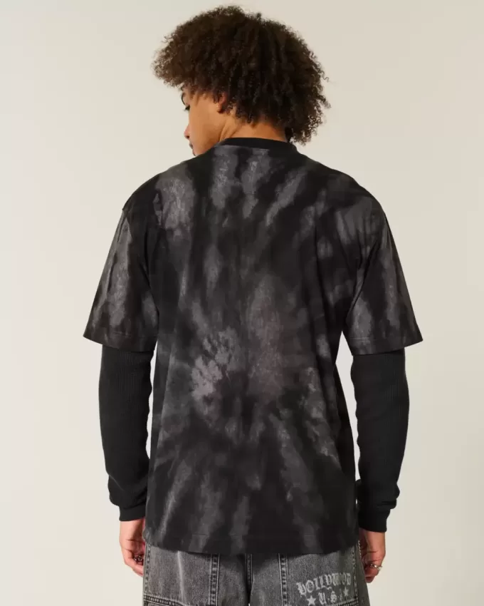 Boxig tungvikts T-shirt med Tie-Dye Cotton Crew