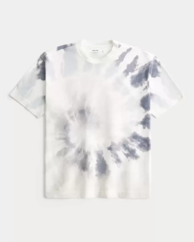 Boxig tungvikts T-shirt med Tie-Dye Cotton Crew