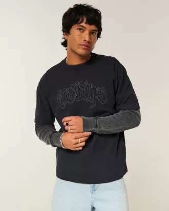 Boxig tungvikts Tokyo grafisk t-shirt