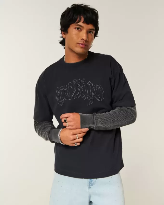 Boxig tungvikts Tokyo grafisk t-shirt