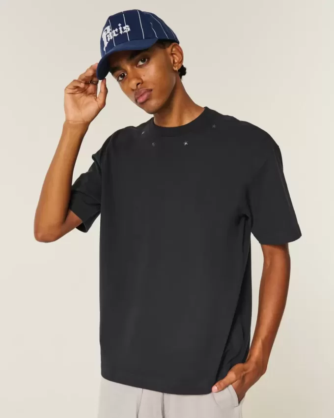 Boxig tungviktstjärna utsmyckad besättning T-shirt Boxig tungviktstjärna utsmyckad besättning T-shirt