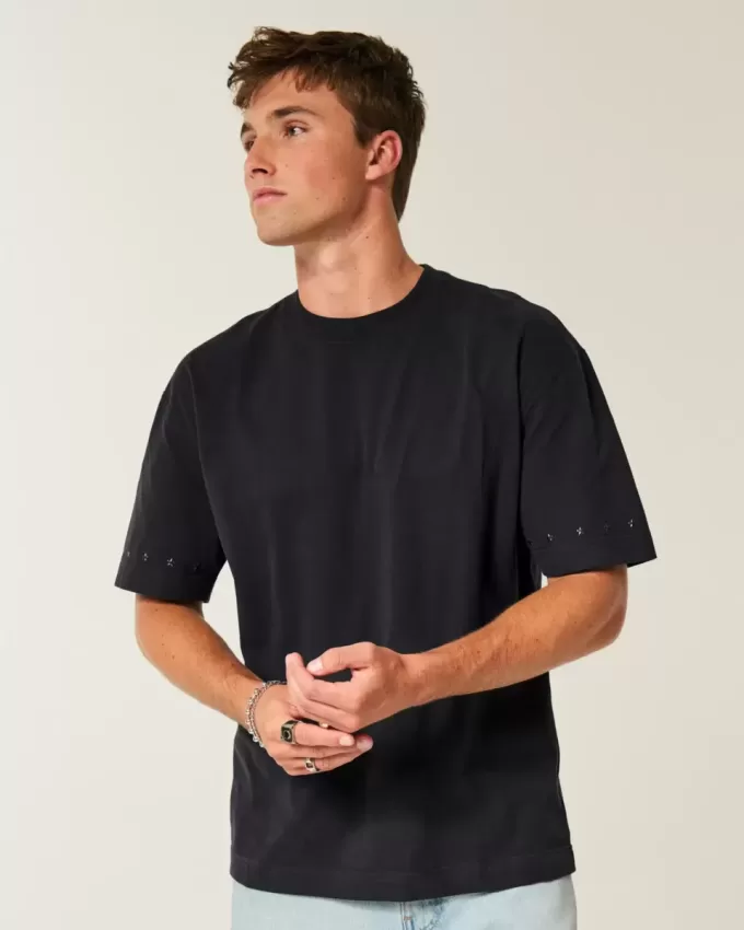 Boxig tungviktstjärna utsmyckad besättning T-shirt Boxig tungviktstjärna utsmyckad besättning T-shirt
