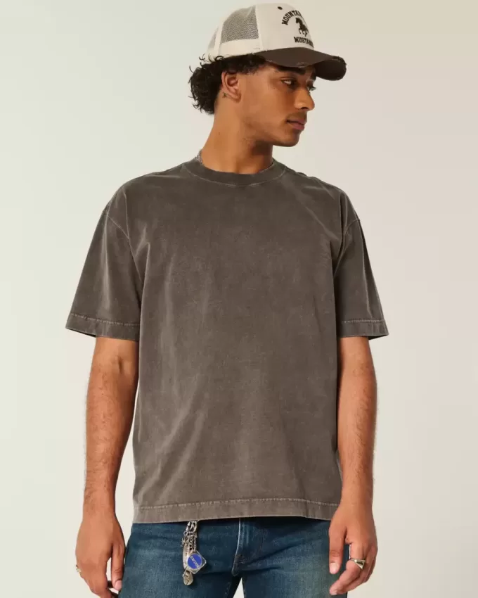 Boxig tungviktstvättad bomull T-shirt Boxig tungviktstvättad bomull T-shirt