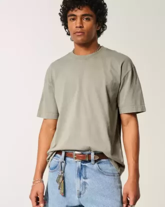 Boxig tungviktstvättad bomull T-shirt