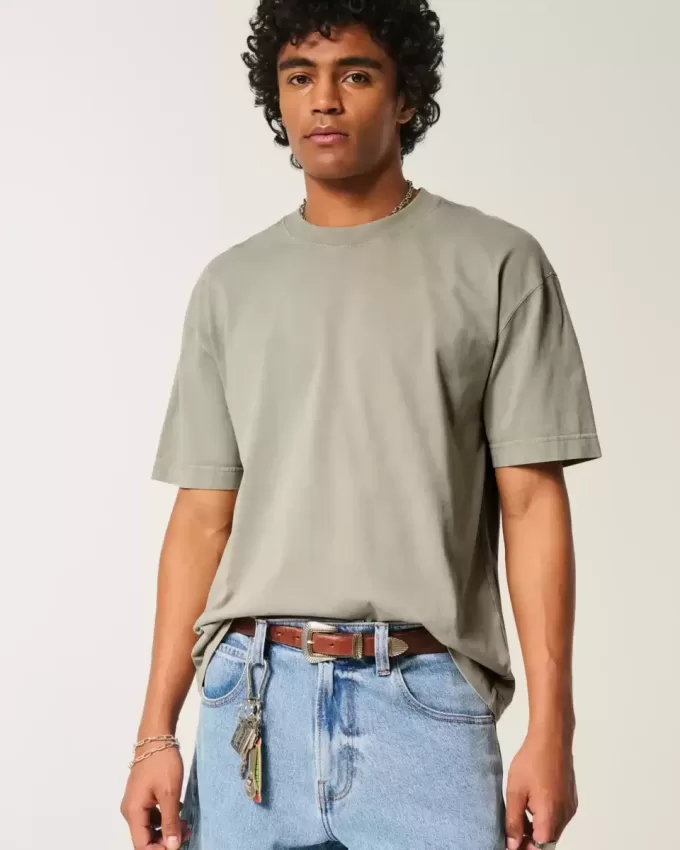 Boxig tungviktstvättad bomull T-shirt Boxig tungviktstvättad bomull T-shirt