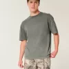 Boxig tungviktstvättad bomull T-shirt