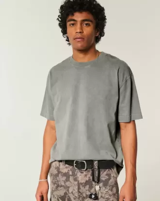 Boxig tungviktstvättad bomull T-shirt