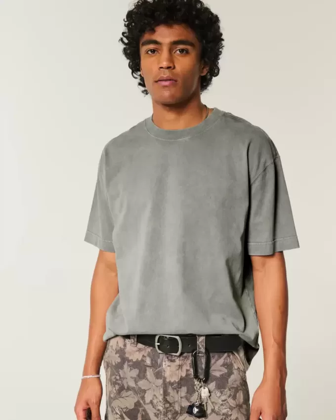 Boxig tungviktstvättad bomull T-shirt Boxig tungviktstvättad bomull T-shirt