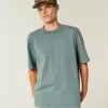 Boxig tungviktstvättad bomull T-shirt Boxig tungviktstvättad bomull T-shirt
