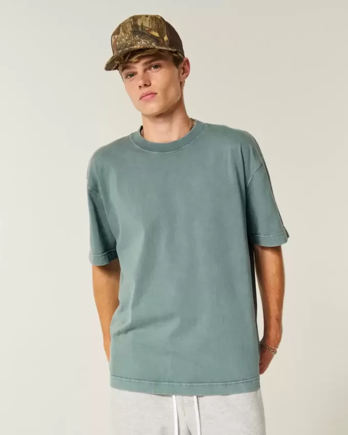 Boxig tungviktstvättad bomull T-shirt Boxig tungviktstvättad bomull T-shirt