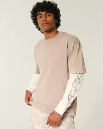 Boxig tungviktstvättad bomull T-shirt