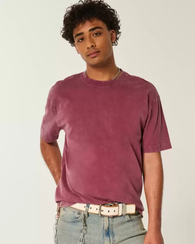 Boxig tungviktstvättad bomull T-shirt Boxig tungviktstvättad bomull T-shirt