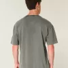 Boxig tungviktstvättad bomull T-shirt