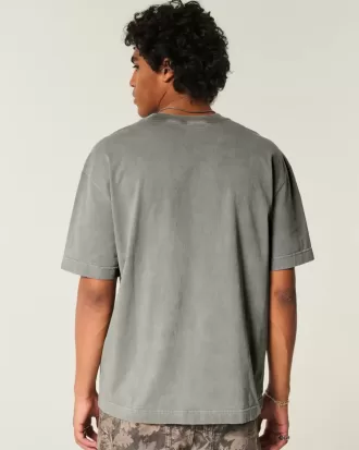 Boxig tungviktstvättad bomull T-shirt