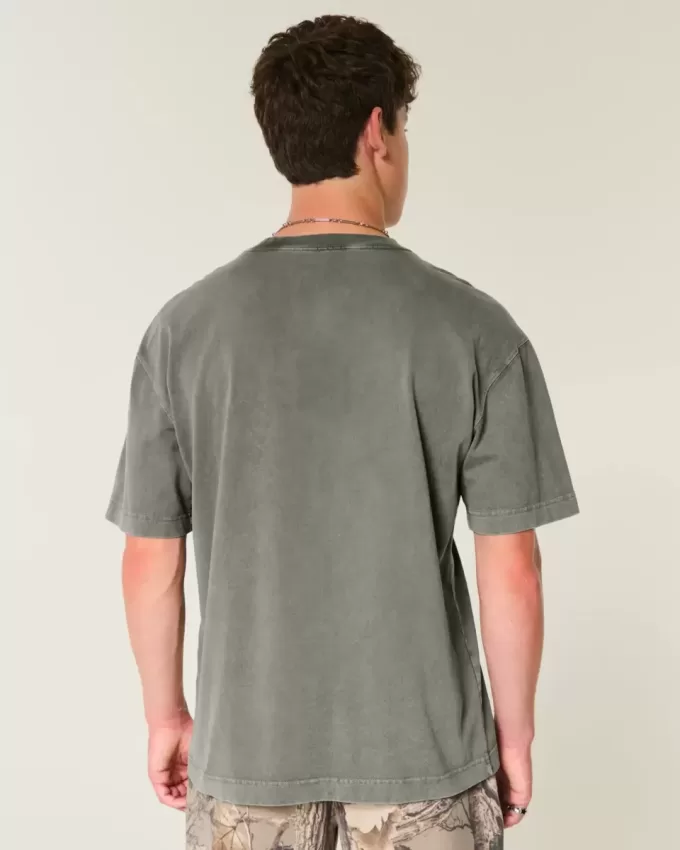 Boxig tungviktstvättad bomull T-shirt