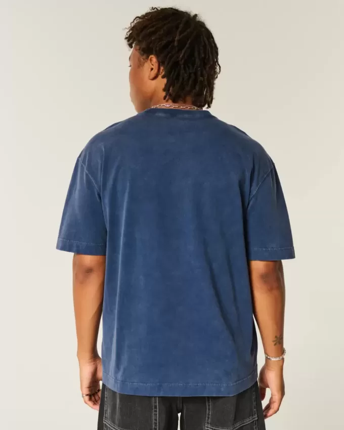 Boxig tungviktstvättad bomull T-shirt