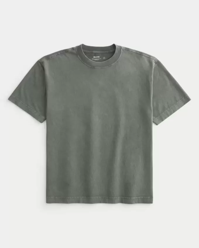 Boxig tungviktstvättad bomull T-shirt