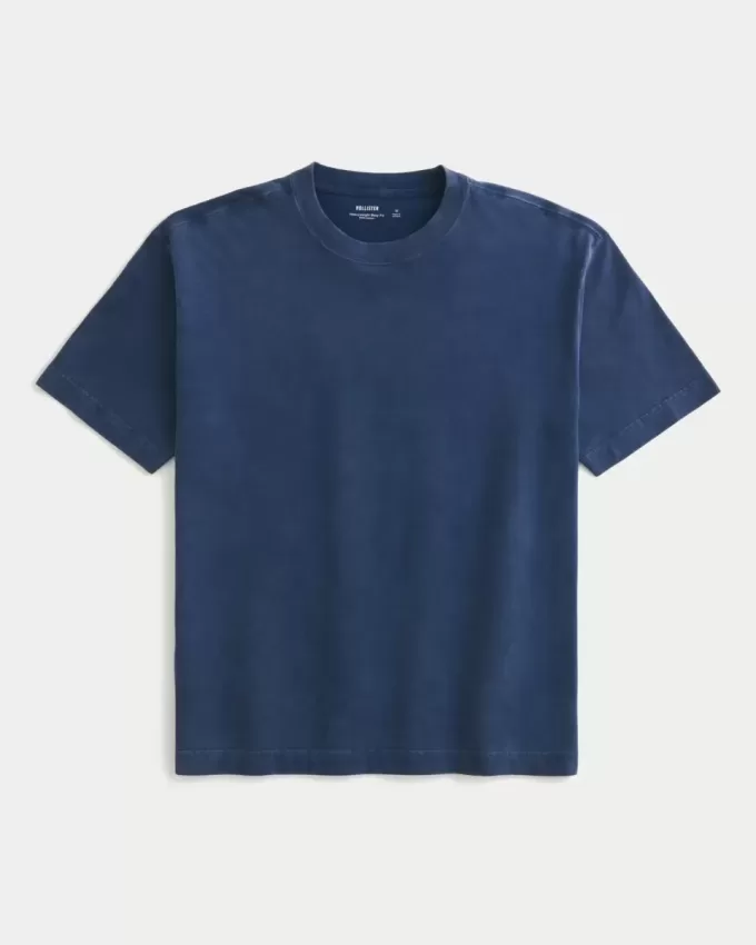 Boxig tungviktstvättad bomull T-shirt
