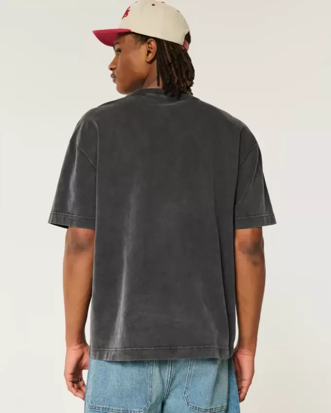 Boxig tungviktstvättad Crew T-shirt Boxig tungviktstvättad Crew T-shirt
