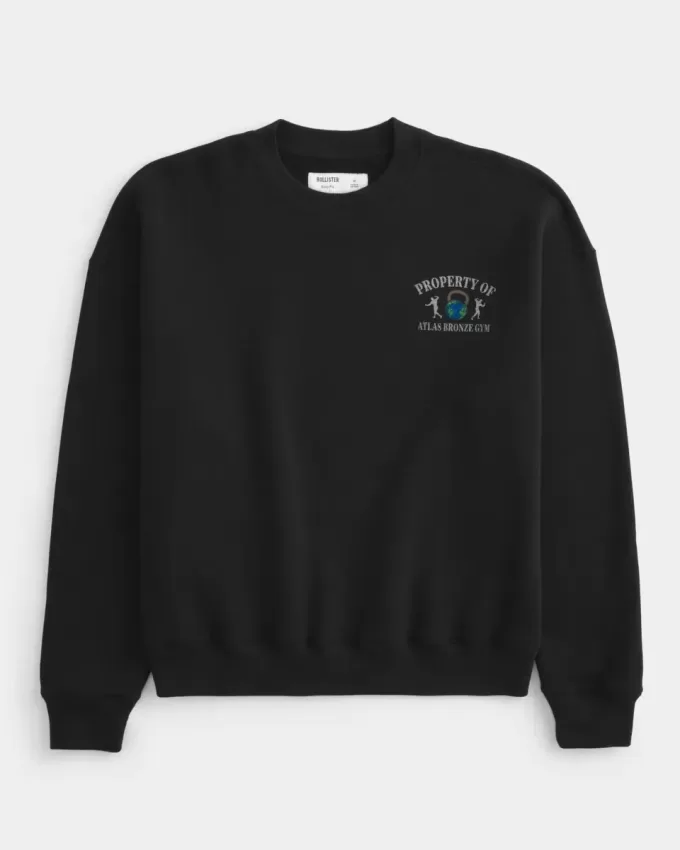 Boxy Atlas Bronze Gym Graphic Crew Sweatshirt