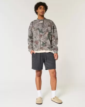 Boxy Camo Logo Crew Sweatshirt