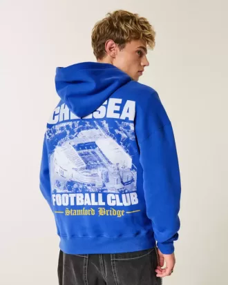 Boxy Chelsea FC Grafisk hoodie
