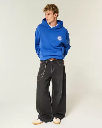 Boxy Chelsea FC Grafisk hoodie