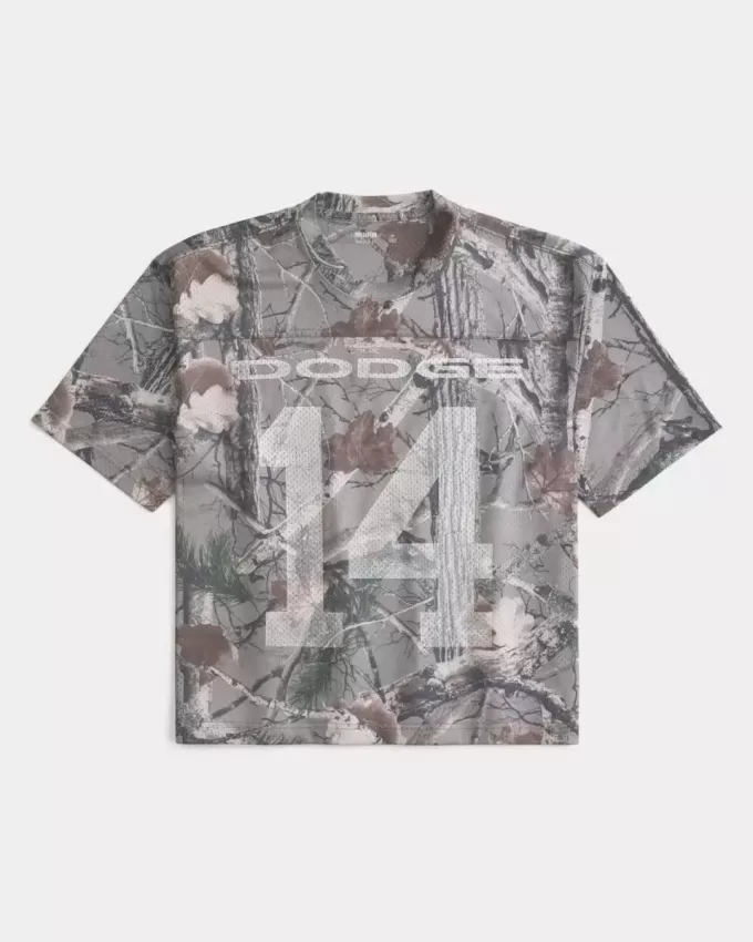 Boxy Crop Camo Dodge grafisk tröja