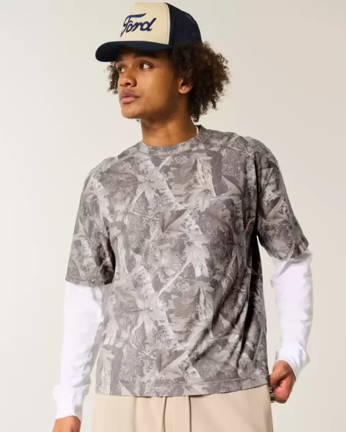 Boxy Crop Heavyweight Camo Crew T-shirt Boxy Crop Heavyweight Camo Crew T-shirt