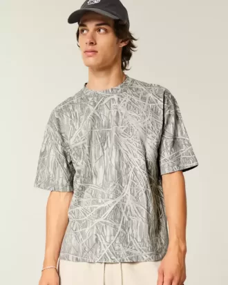 Boxy Crop Heavyweight Camo Crew T-shirt