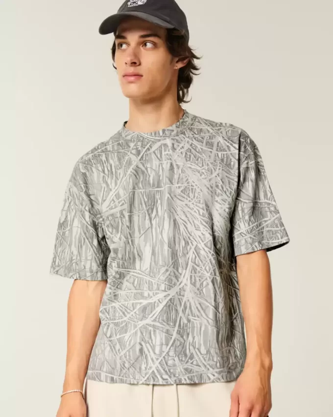Boxy Crop Heavyweight Camo Crew T-shirt Boxy Crop Heavyweight Camo Crew T-shirt